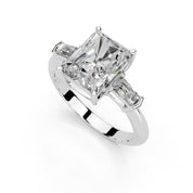 Radiant Tapered Baguette Three-Stone lab-grown diamond ring in white gold / platinum
