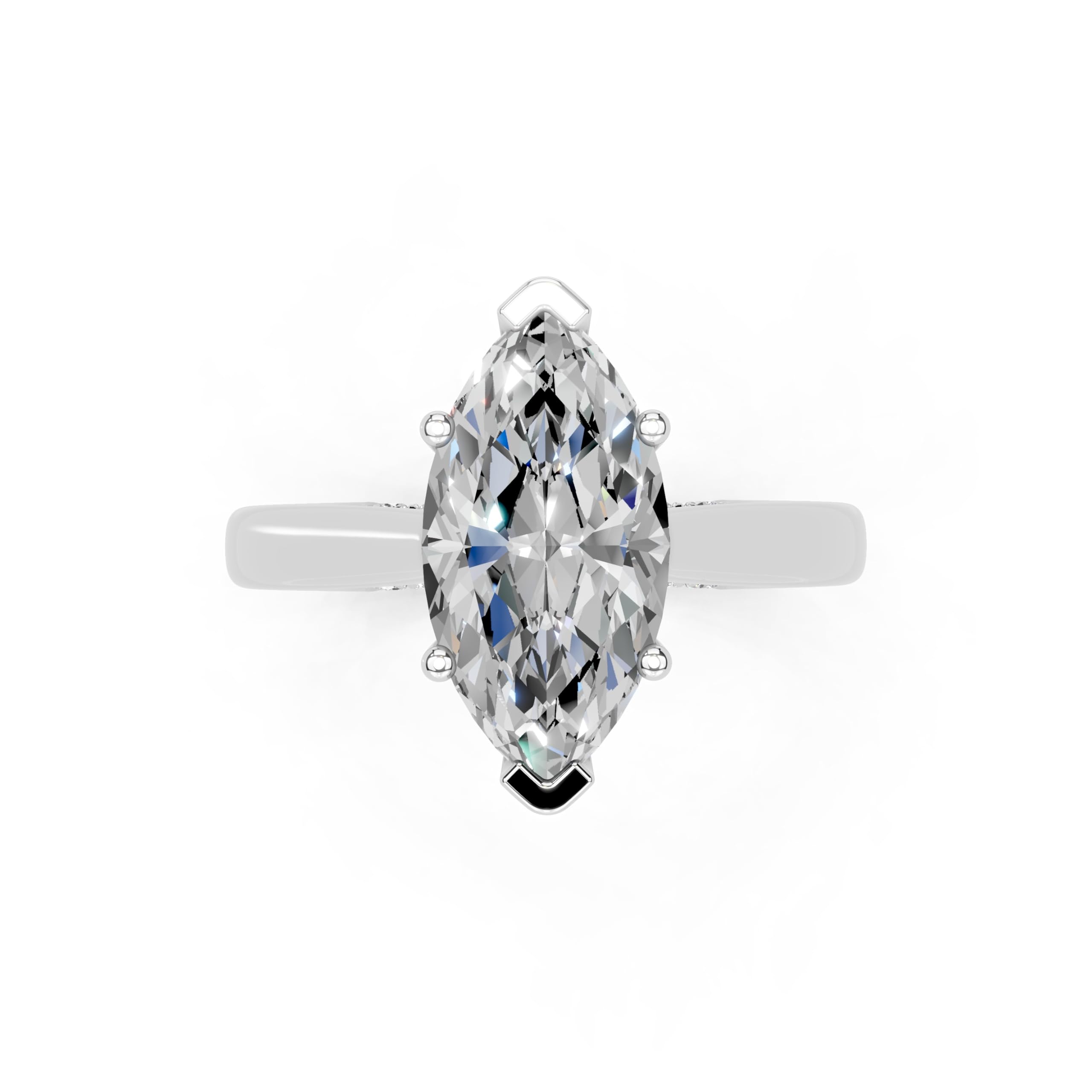 Marquise Hidden Pavé Cathedral lab-grown diamond ring in white gold / platinum