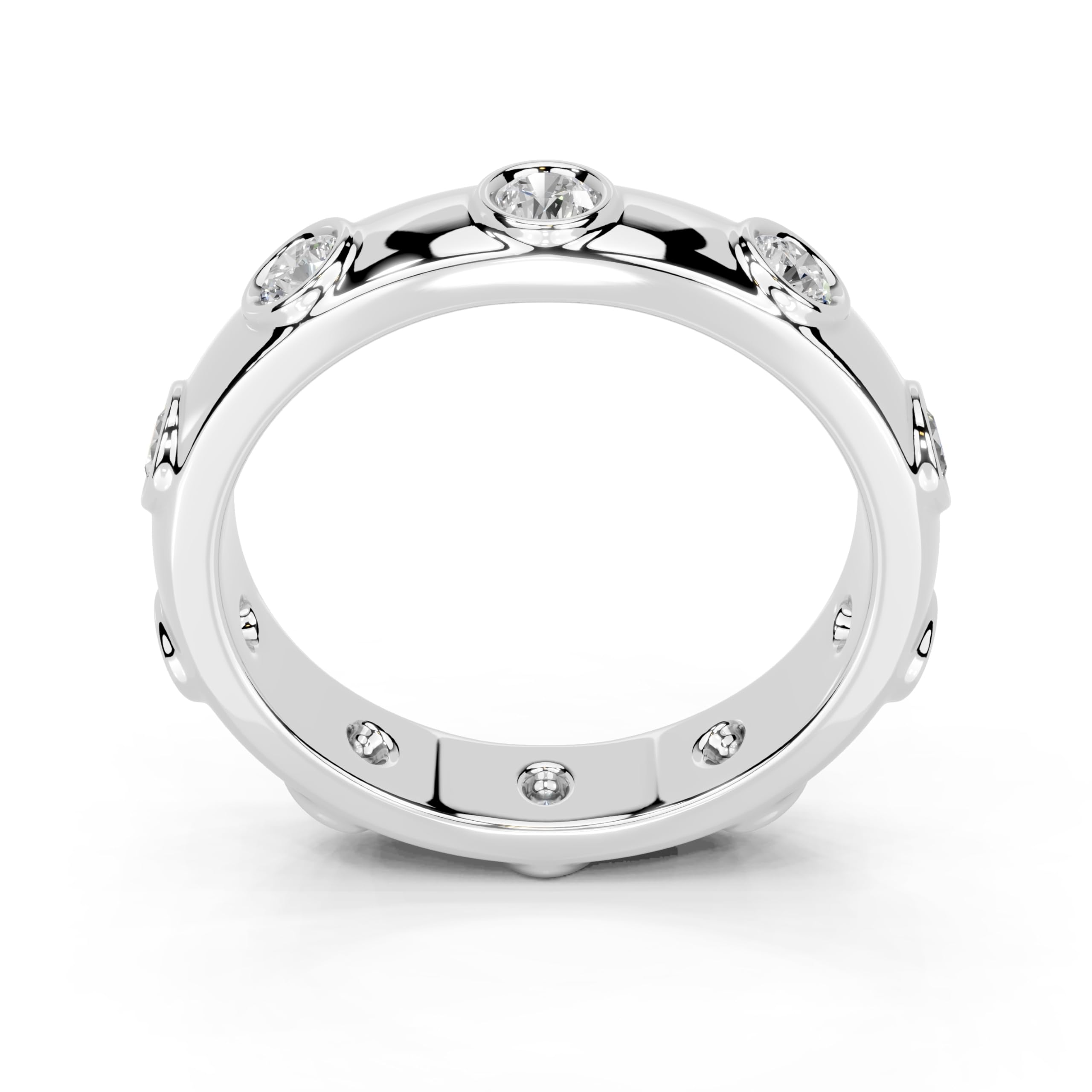 Bezel Station Band lab-grown diamond band in white gold / platinum