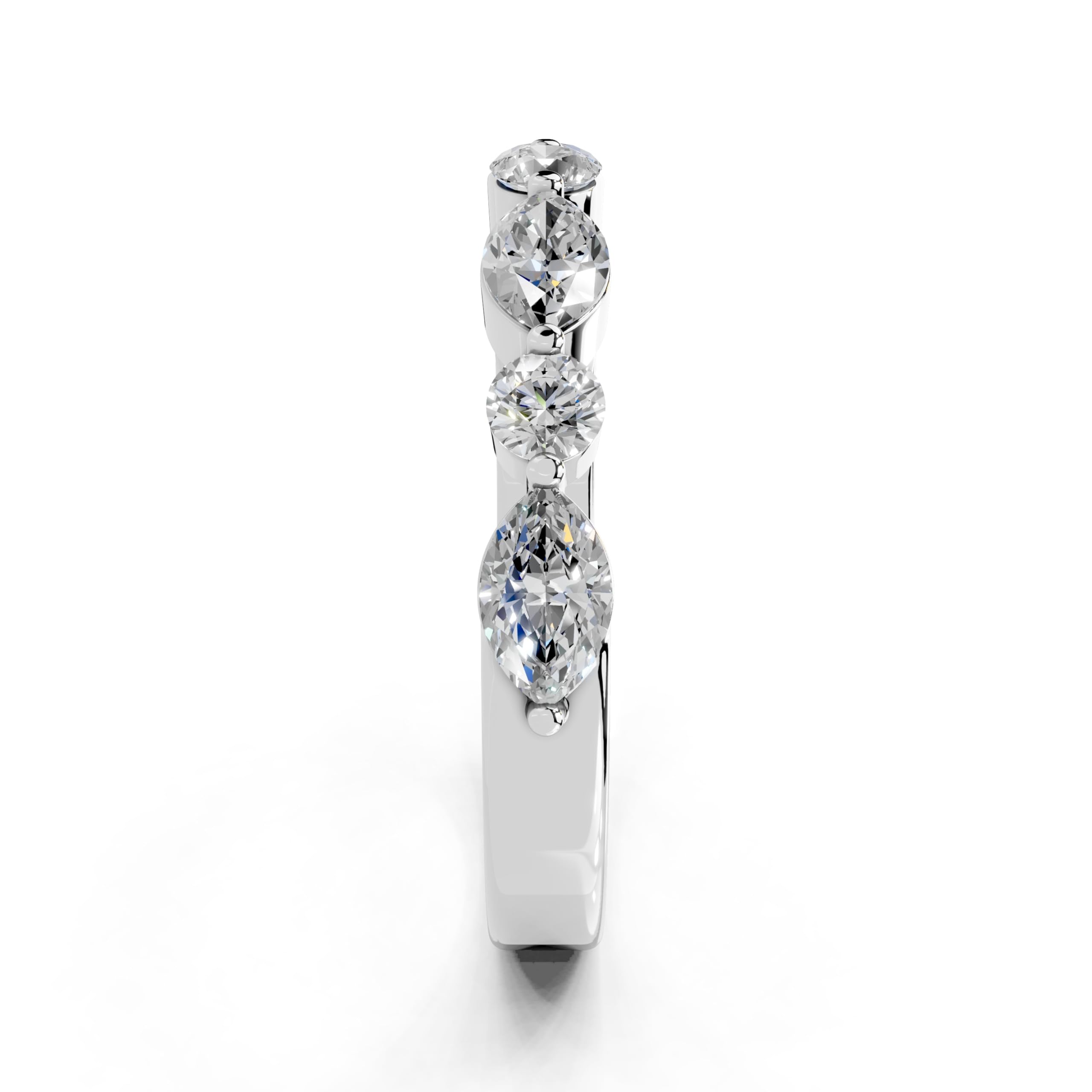 Marquise and Round Half Eternity Band lab-grown diamond band in white gold / platinum