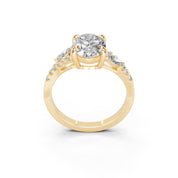 Oval Marquise Side Stone Pavé lab-grown diamond ring in yellow gold