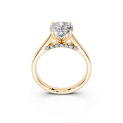 Cushion Hidden Pavé Cathedral lab-grown diamond ring in yellow gold