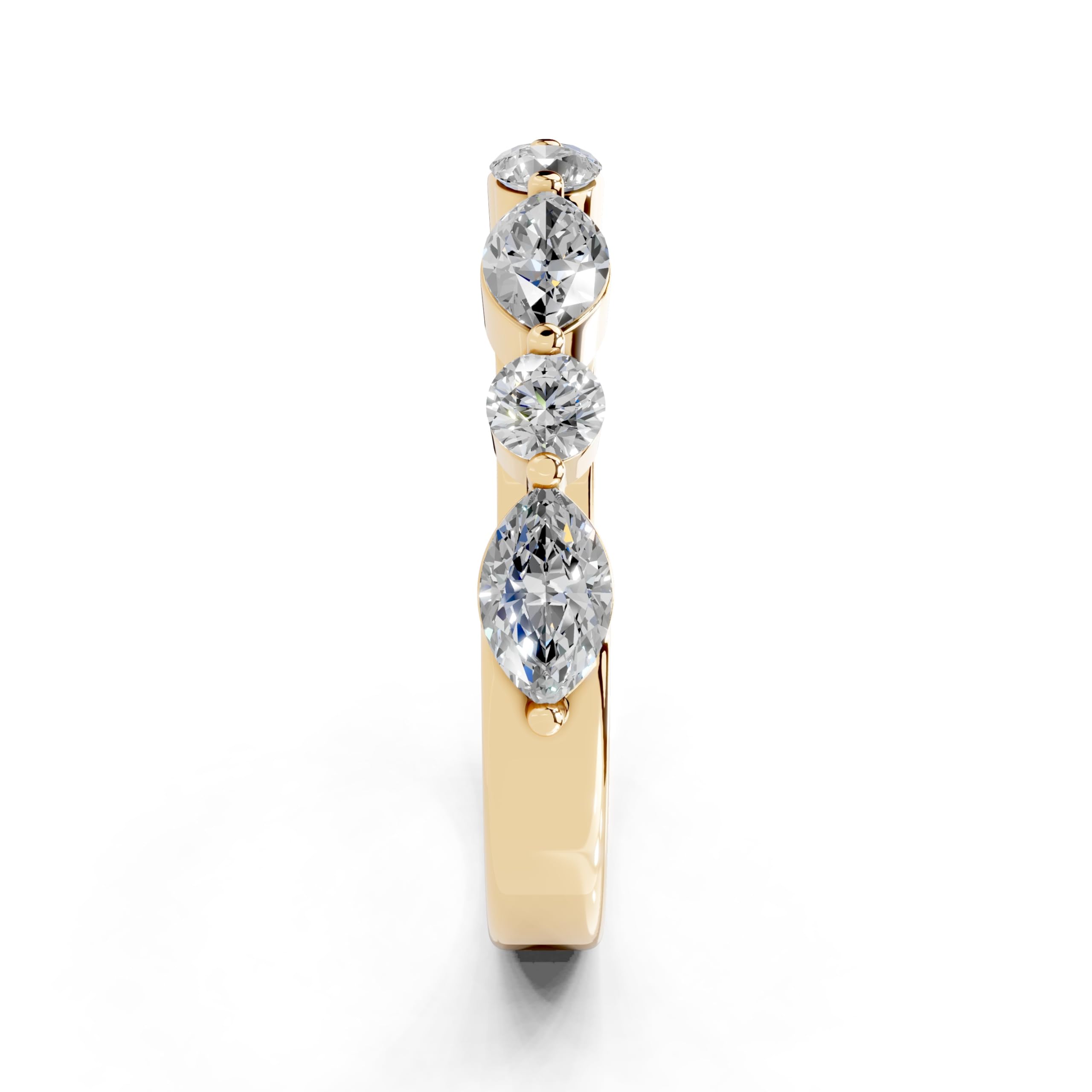 Marquise and Round Half Eternity Band lab-grown diamond band in yellow gold