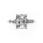 Radiant Tapered Baguette Three-Stone lab-grown diamond ring in white gold / platinum