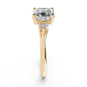 Asscher Petite Side Stone Solitaire lab-grown diamond ring in yellow gold
