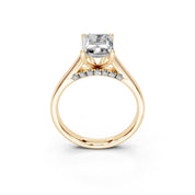 Radiant Hidden Pavé Cathedral lab-grown diamond ring in yellow gold