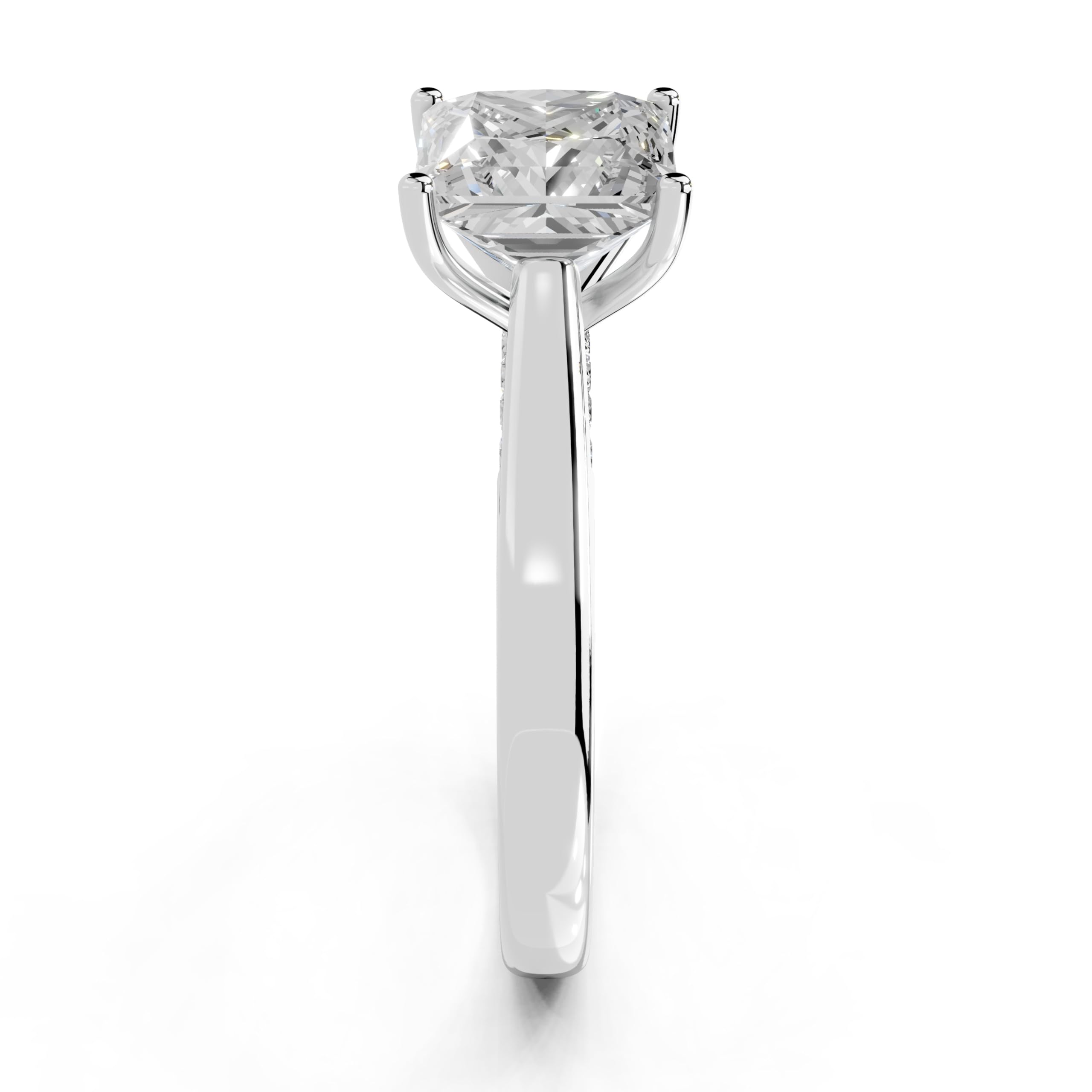 Princess Hidden Pavé Cathedral lab-grown diamond ring in white gold / platinum