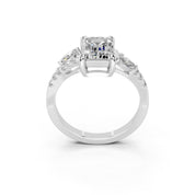 Emerald Marquise Side Stone Pavé lab-grown diamond ring in white gold / platinum