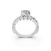 Oval Marquise Accent Band lab-grown diamond ring in white gold / platinum