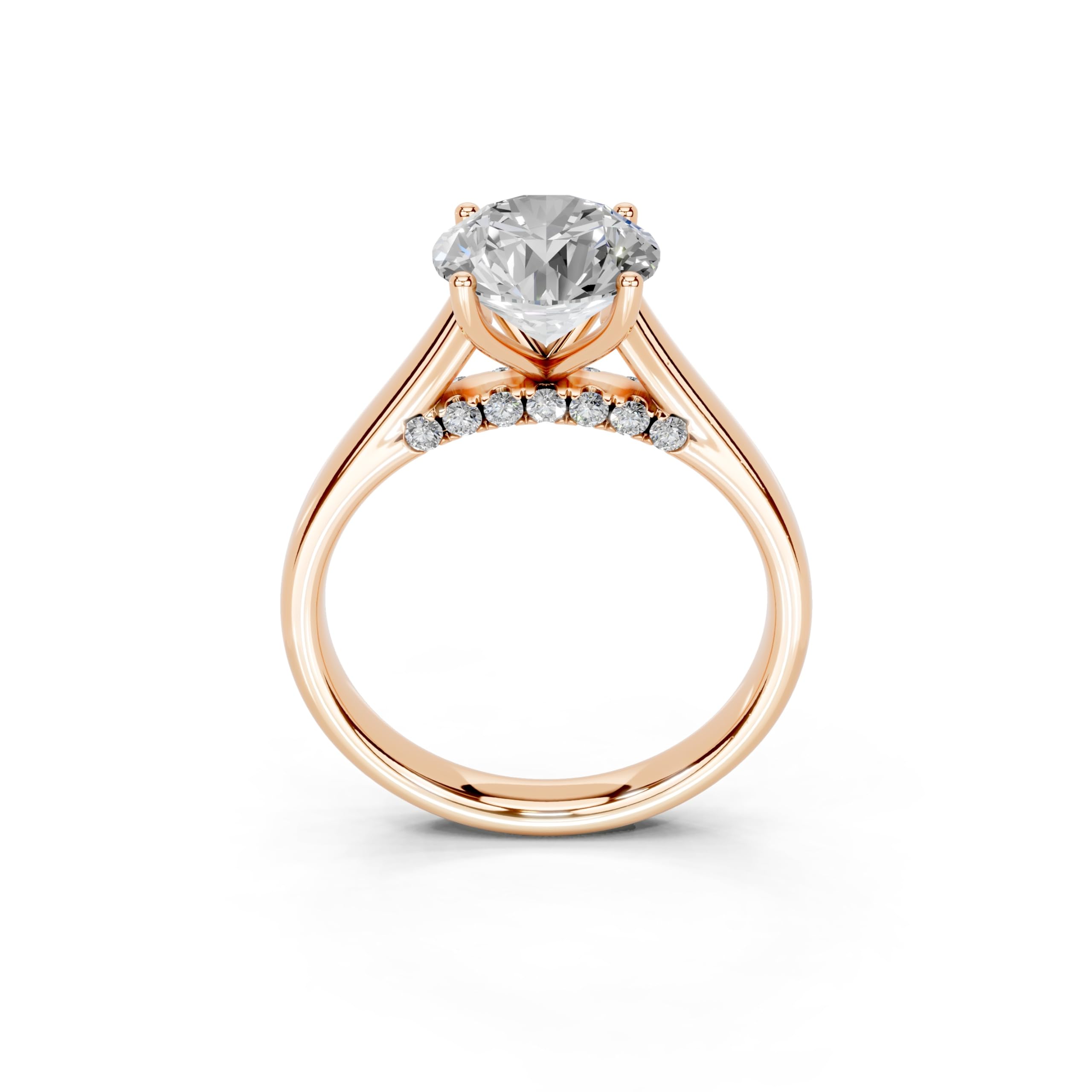 Round Hidden Pavé Cathedral lab-grown diamond ring in rose gold