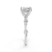 Asscher Solitaire with Minimal Side Stones lab-grown diamond ring in white gold / platinum