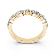 Marquise and Round Half Eternity Band lab-grown diamond band in yellow gold