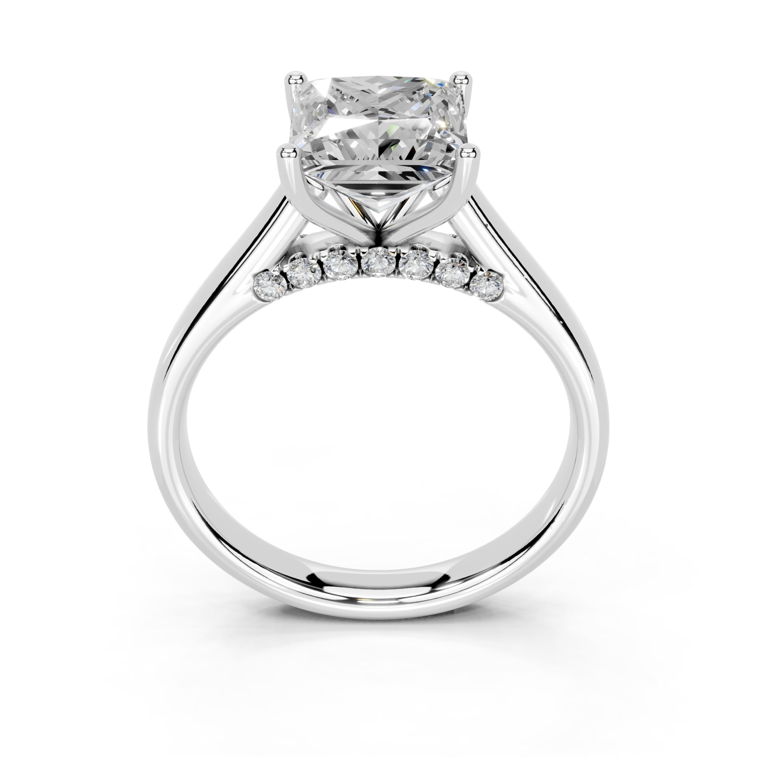 Princess Hidden Pavé Cathedral lab-grown diamond ring in white gold / platinum