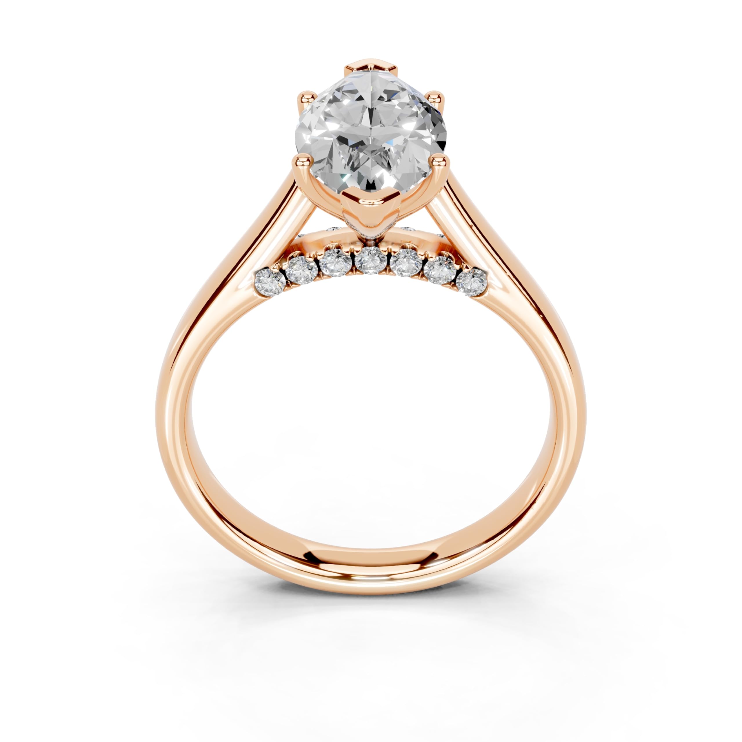 Marquise Hidden Pavé Cathedral lab-grown diamond ring in rose gold
