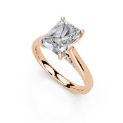 Radiant Hidden Pavé Cathedral lab-grown diamond ring in rose gold