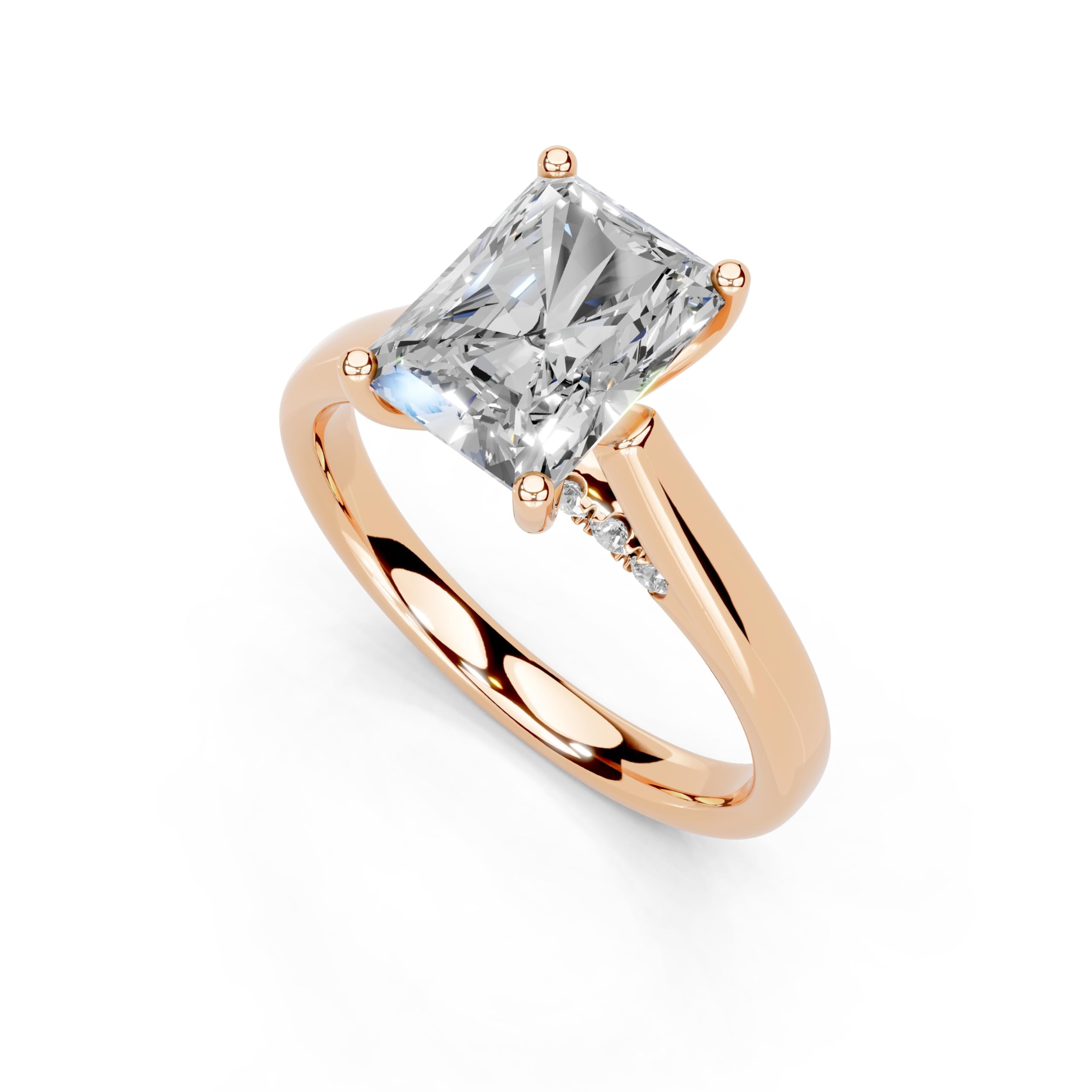 Radiant Hidden Pavé Cathedral lab-grown diamond ring in rose gold