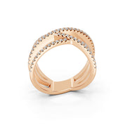 Round Crisscross Pavé Band lab-grown diamond band in rose gold