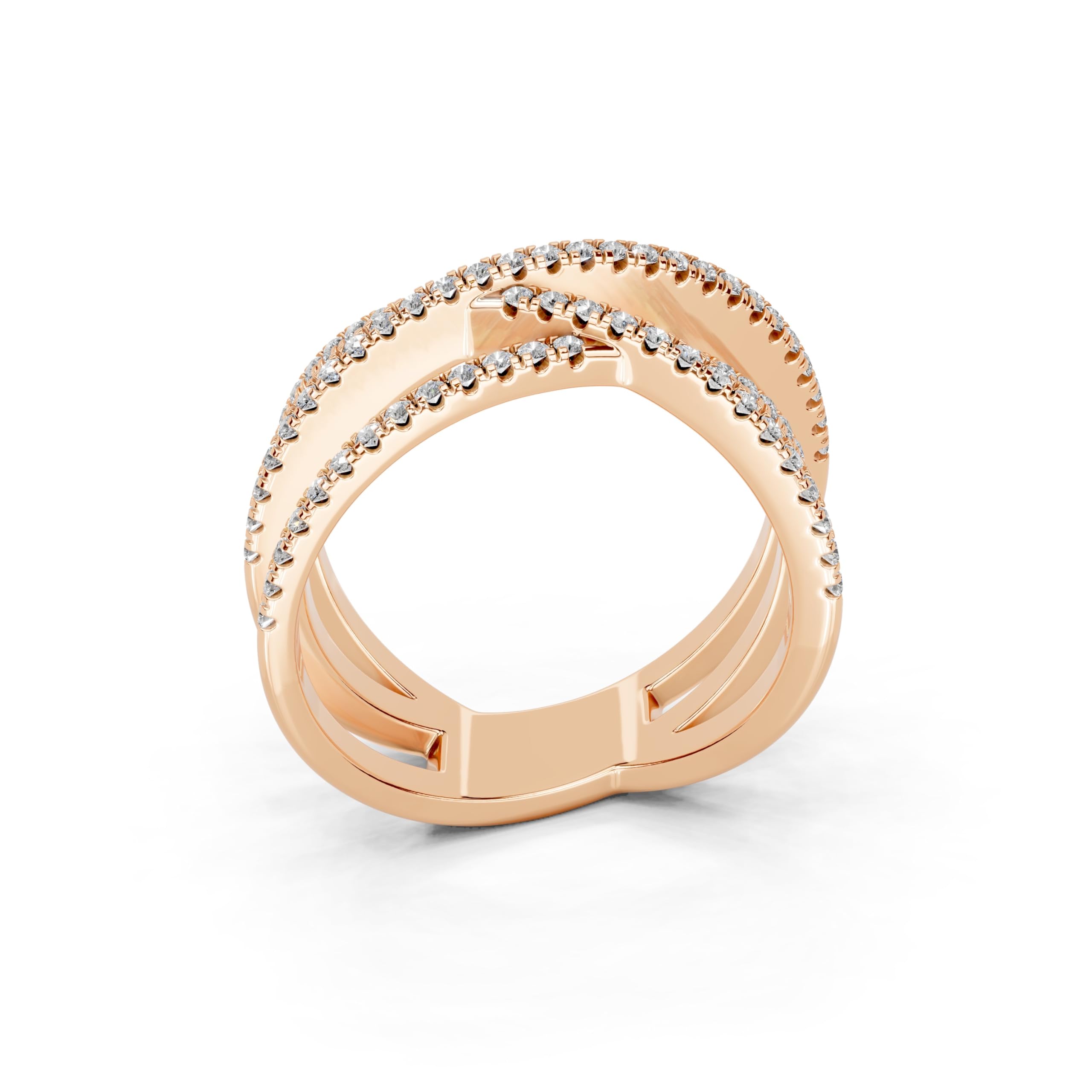 Round Crisscross Pavé Band lab-grown diamond band in rose gold