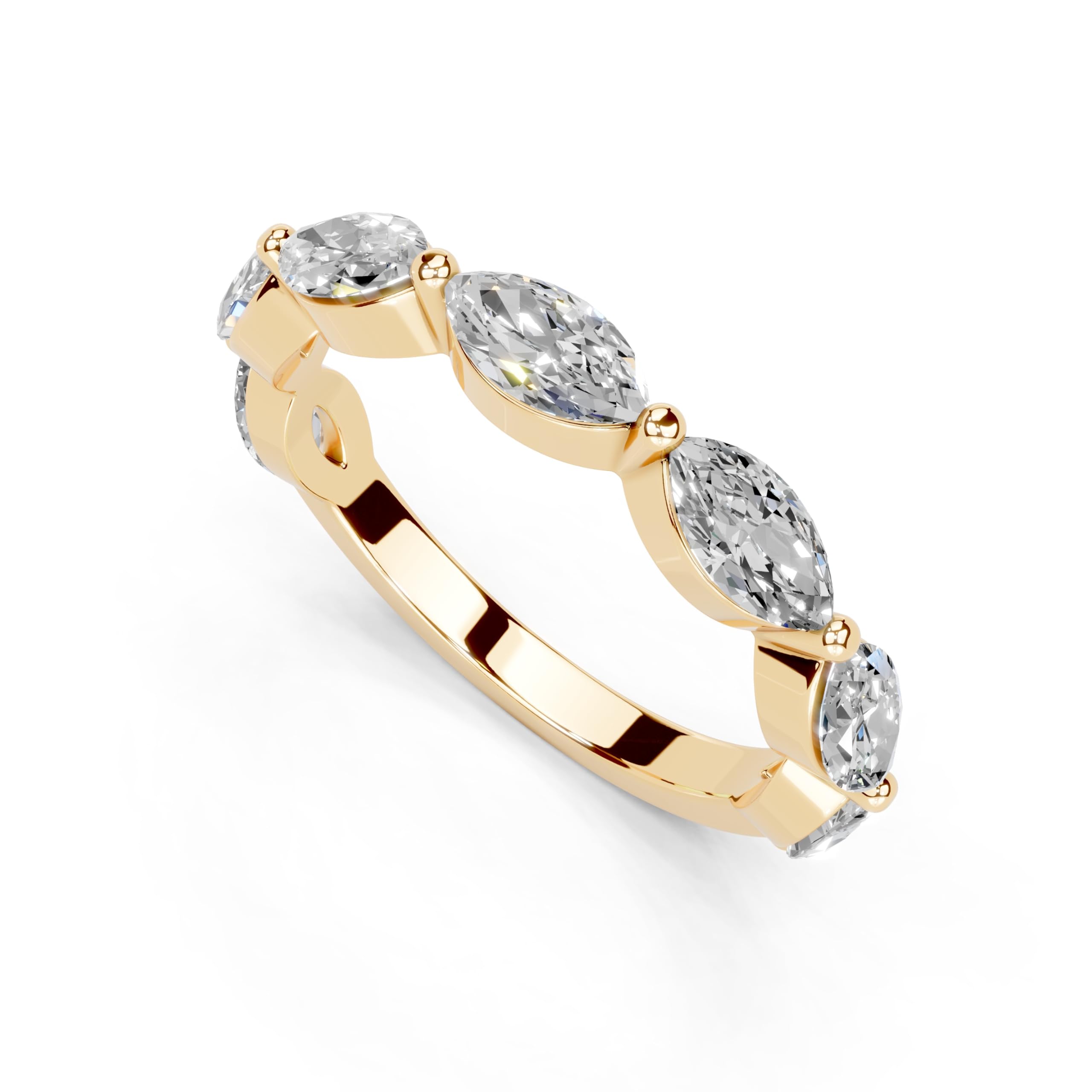Marquise Marquise Half Eternity Band lab-grown diamond band in yellow gold