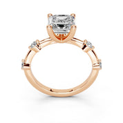 Asscher Solitaire with Minimal Side Stones lab-grown diamond ring in rose gold