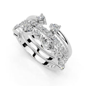 Marquise and Round Stacked Open Band lab-grown diamond band in white gold / platinum