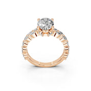 Oval Marquise Accent Band lab-grown diamond ring in rose gold
