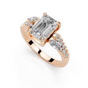 Emerald Marquise Side Stone Pavé lab-grown diamond ring in rose gold