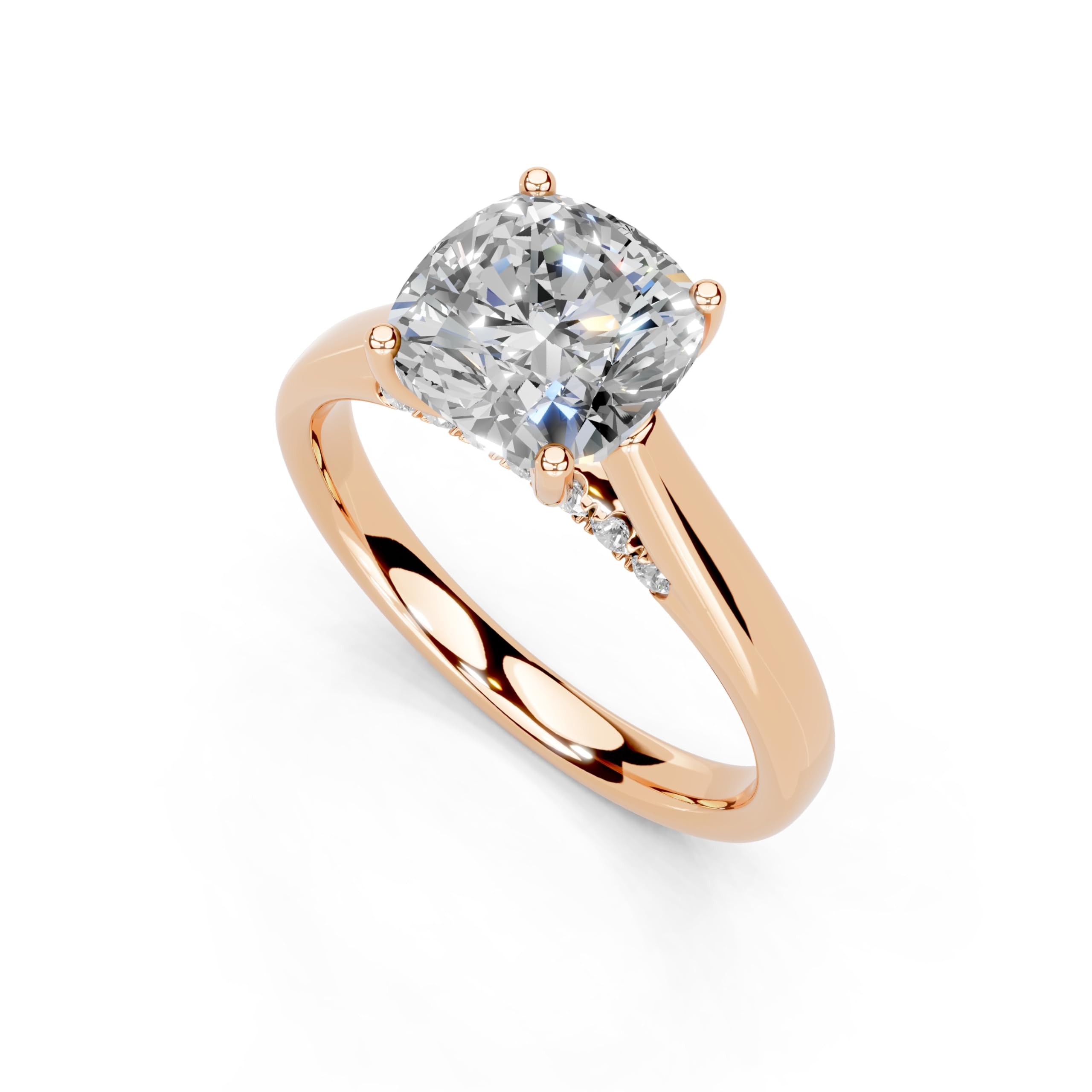 Cushion Hidden Pavé Cathedral lab-grown diamond ring in rose gold