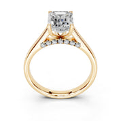 Emerald Hidden Pavé Cathedral lab-grown diamond ring in yellow gold