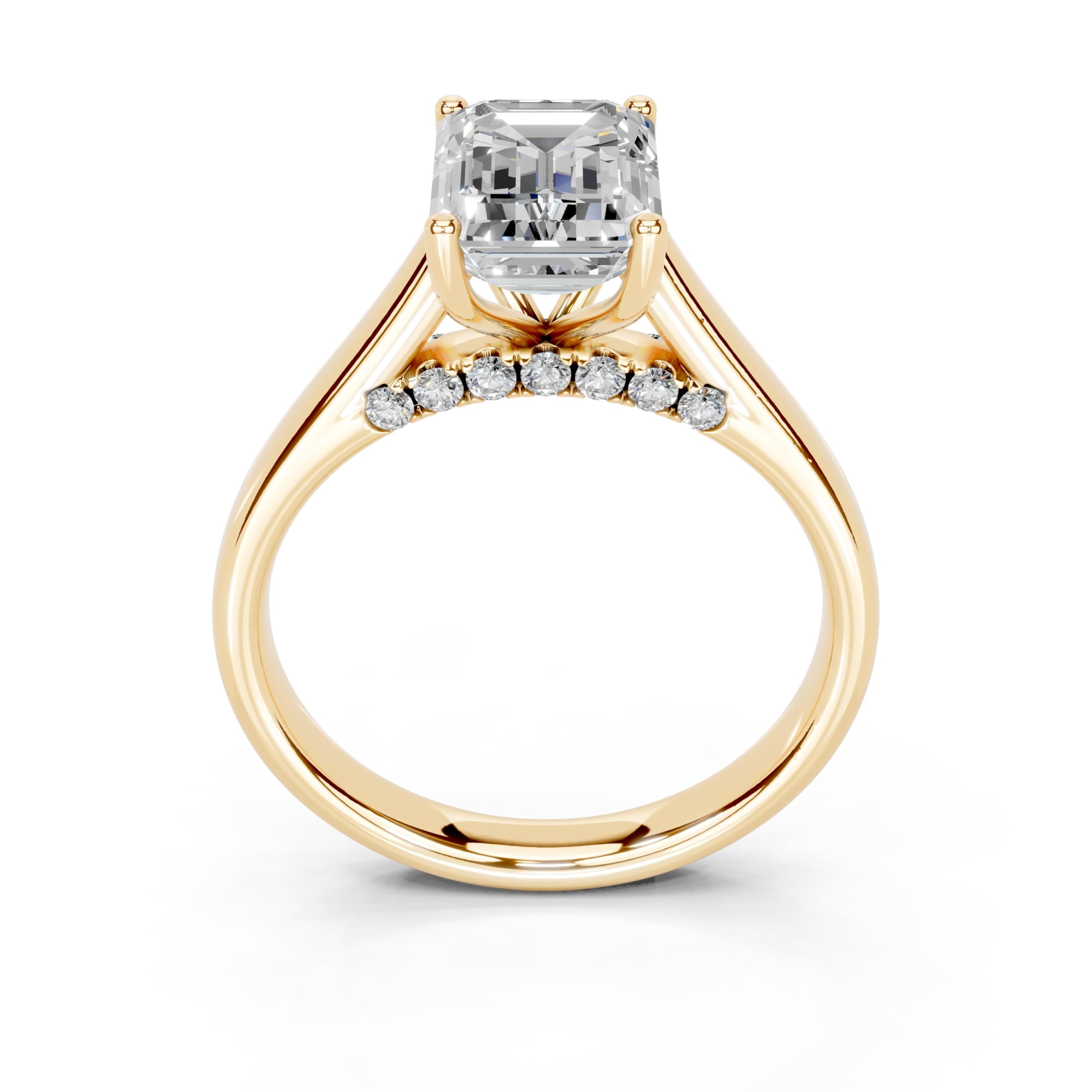 Emerald Hidden Pavé Cathedral lab-grown diamond ring in yellow gold