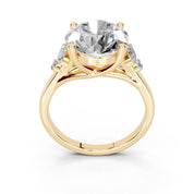 Round Marquise Cluster Side Stone lab-grown diamond ring in yellow gold