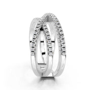 Round Crisscross Pavé Band lab-grown diamond band in white gold / platinum