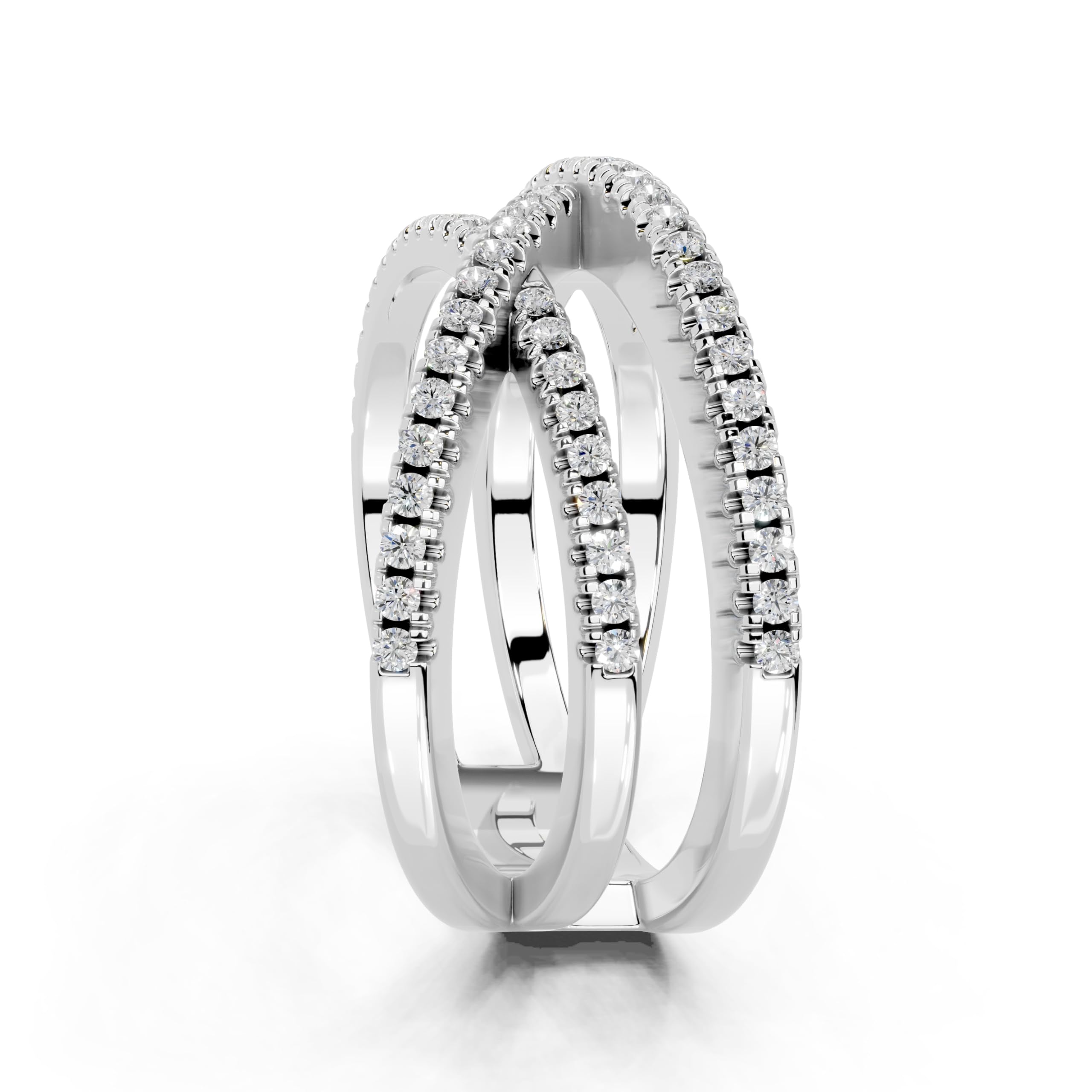 Round Crisscross Pavé Band lab-grown diamond band in white gold / platinum