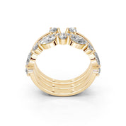 Marquise and Round Stacked Open Band lab-grown diamond band in yellow gold