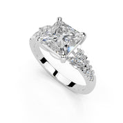 Princess Marquise Side Stone Pavé lab-grown diamond ring in white gold / platinum
