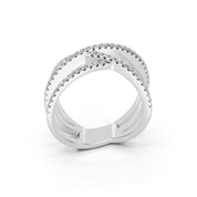 Round Crisscross Pavé Band lab-grown diamond band in white gold / platinum