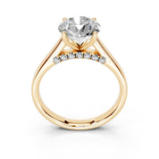 Round Hidden Pavé Cathedral lab-grown diamond ring in yellow gold