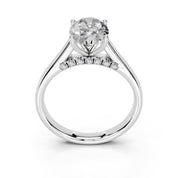 Oval Hidden Pavé Cathedral lab-grown diamond ring in white gold / platinum