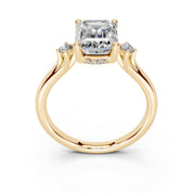 Emerald Petite Side Stone Solitaire lab-grown diamond ring in yellow gold