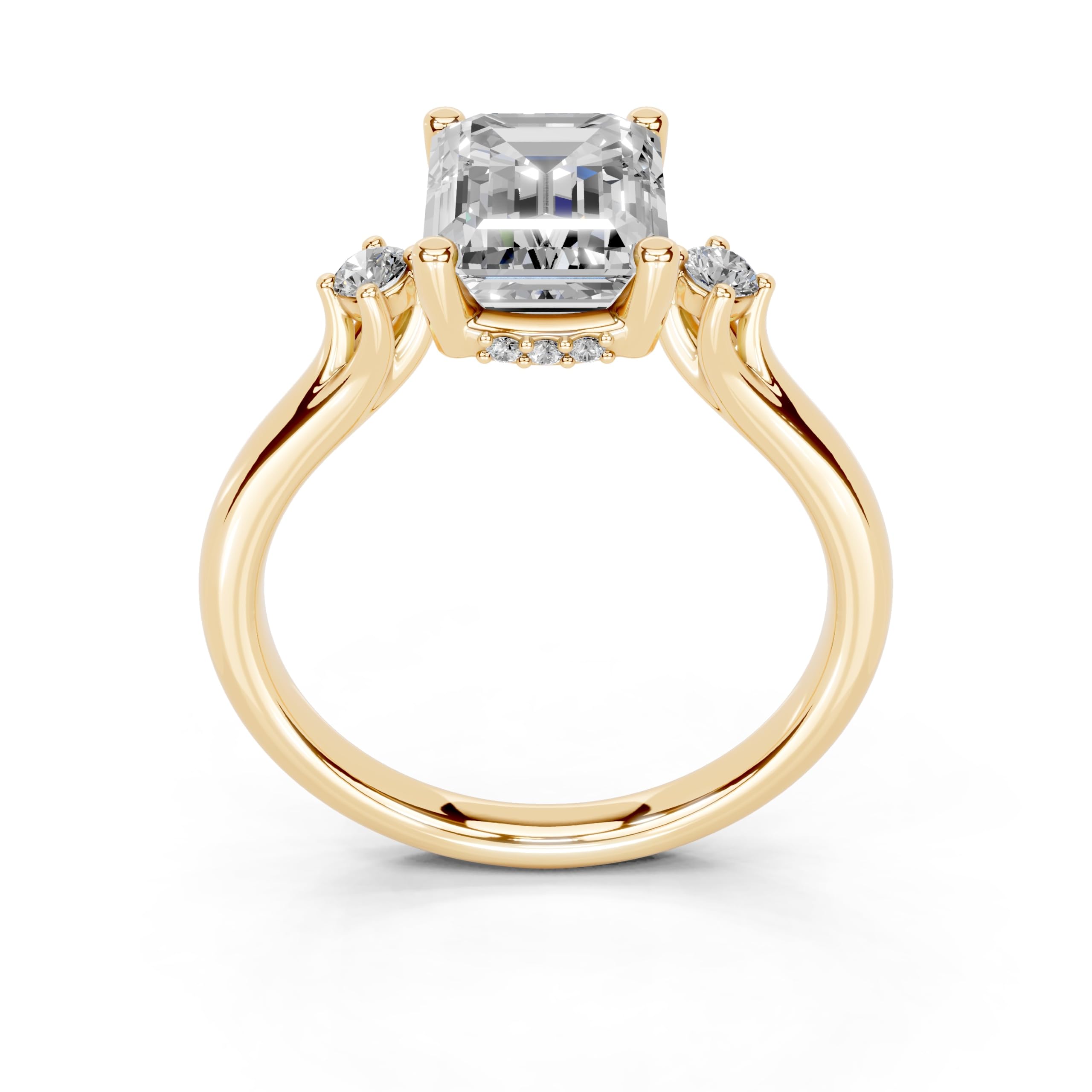 Emerald Petite Side Stone Solitaire lab-grown diamond ring in yellow gold