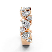 Pear and Round Cluster Band lab-grown diamond band in rose gold