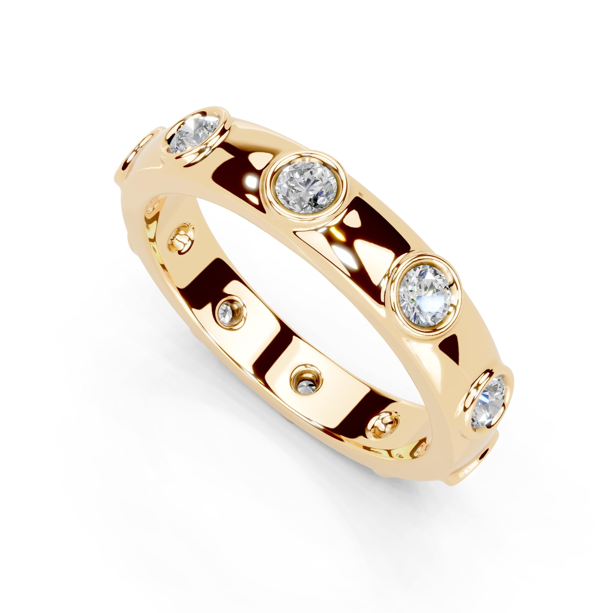 Bezel Station Band lab-grown diamond band in yellow gold
