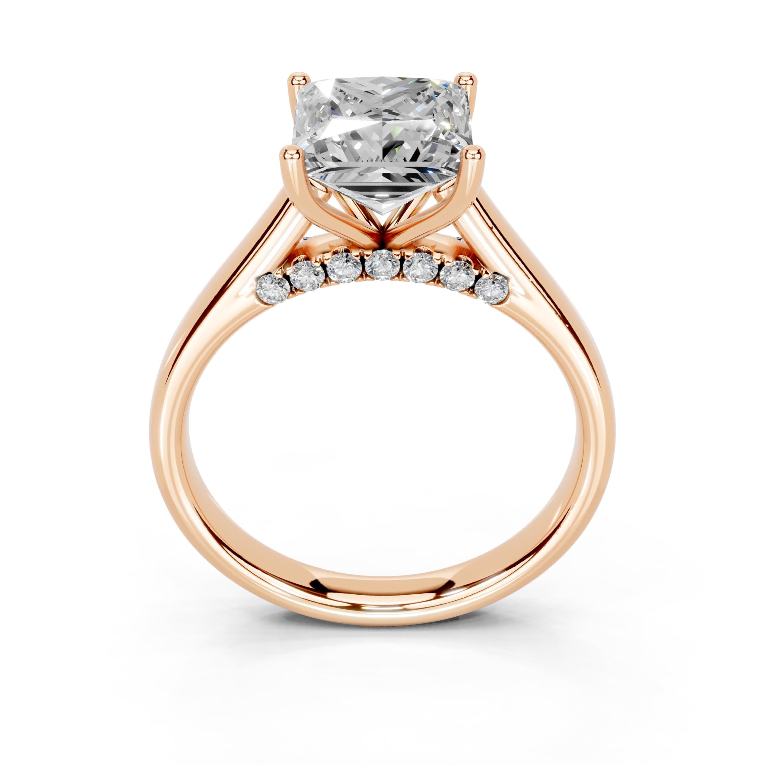 Princess Hidden Pavé Cathedral lab-grown diamond ring in rose gold