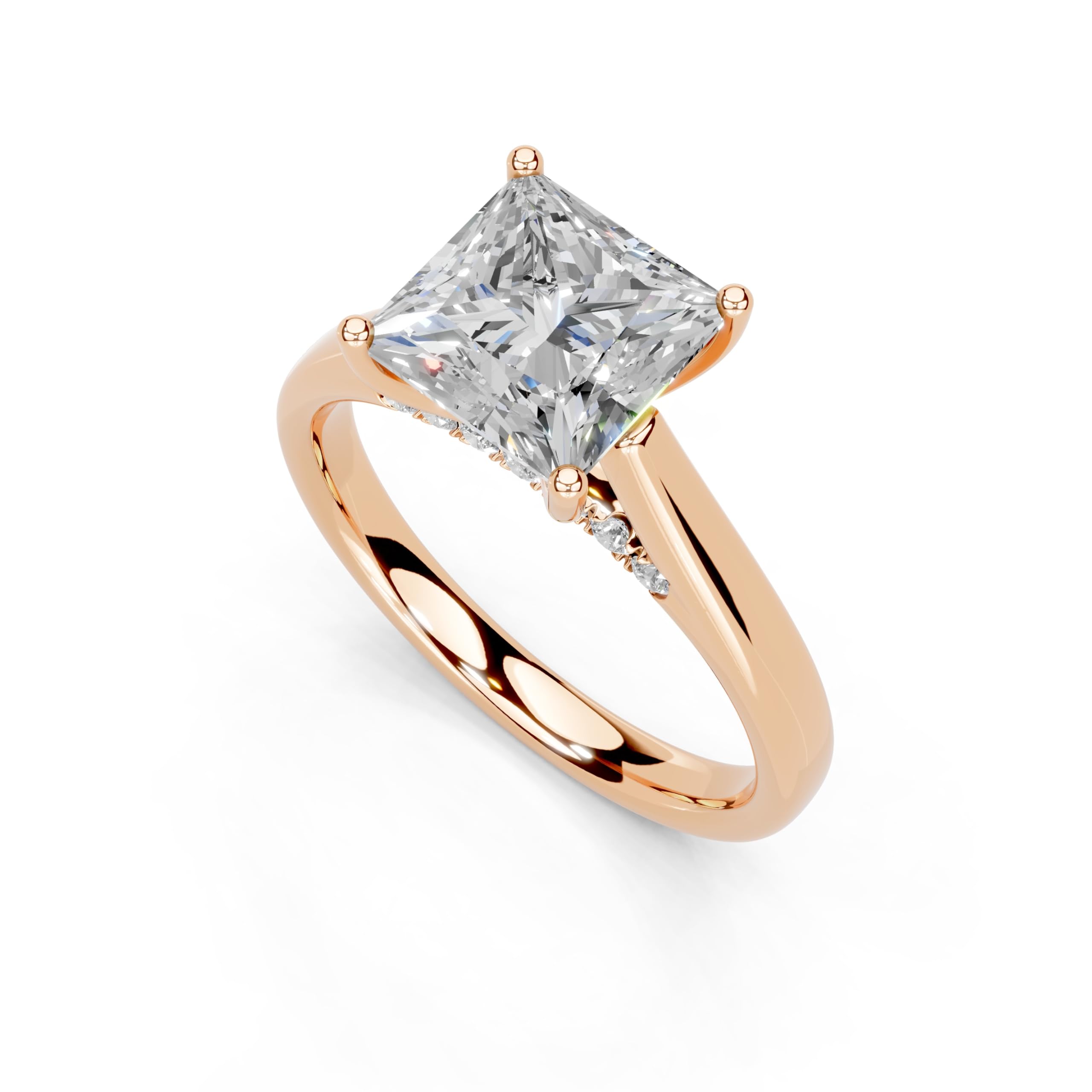 Princess Hidden Pavé Cathedral lab-grown diamond ring in rose gold