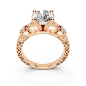 Round Filigree Vintage Solitaire lab-grown diamond ring in rose gold