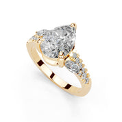 Pear Marquise Side Stone Pavé lab-grown diamond ring in yellow gold