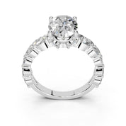 Oval Marquise Accent Band lab-grown diamond ring in white gold / platinum