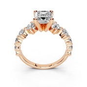 Asscher Fancy Side Stone lab-grown diamond ring in rose gold