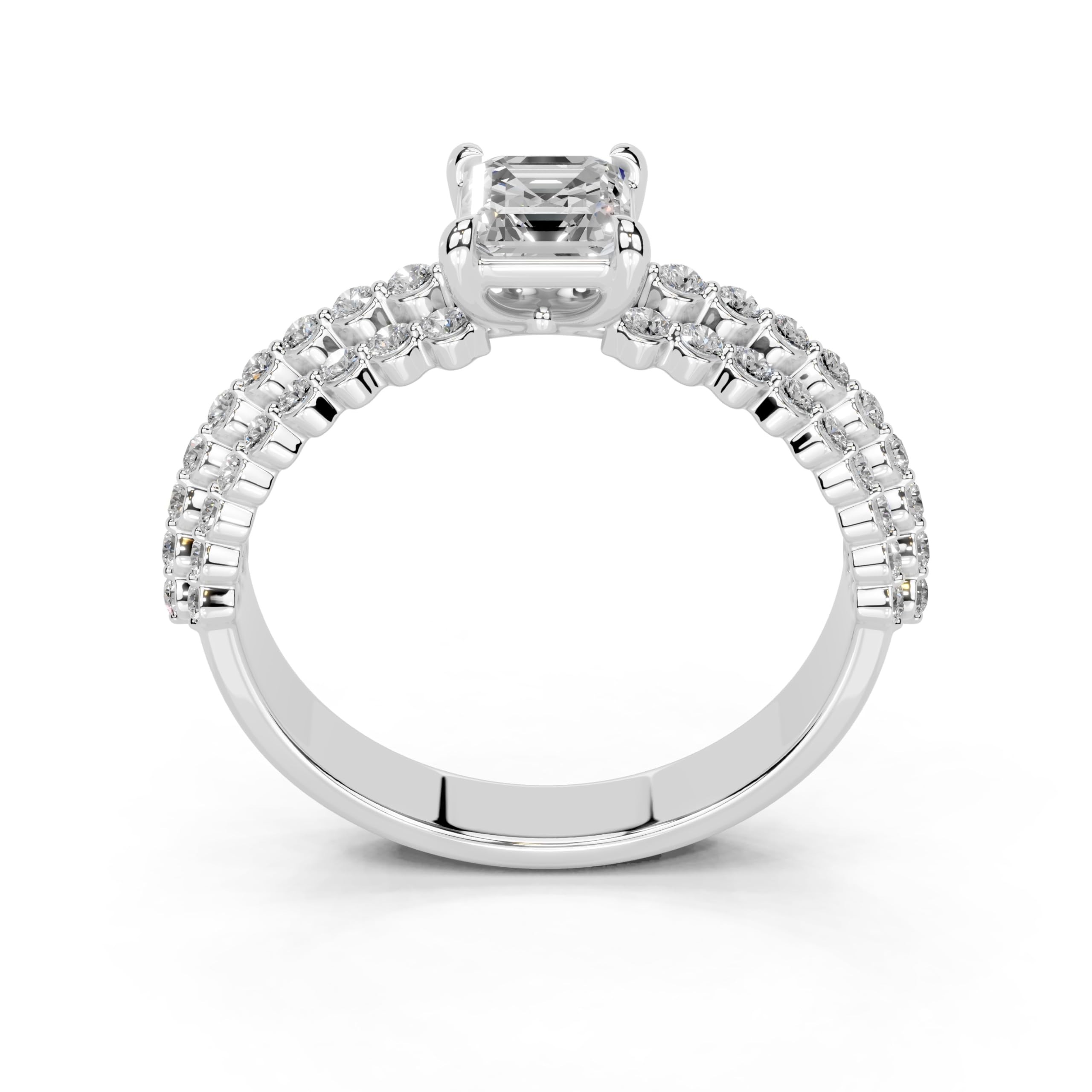 Asscher Multi-Row Pavé lab-grown diamond ring in rose gold