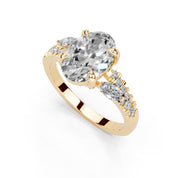 Oval Marquise Side Stone Pavé lab-grown diamond ring in yellow gold
